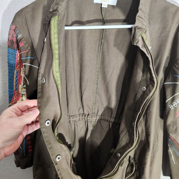 JCL Olive Green Embroidered Jacket S/M Boho Embroidery - Picture 7 of 16